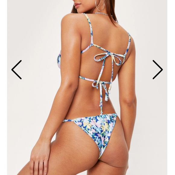 Nasty gal floral ruched high leg bikini set - Picture 3 of 3